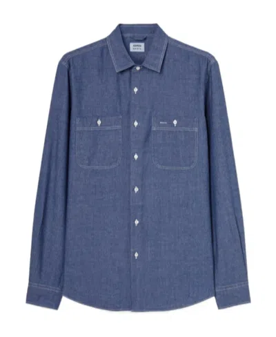 Aspesi Chest-pocket Long-sleeve Shirt In Blue