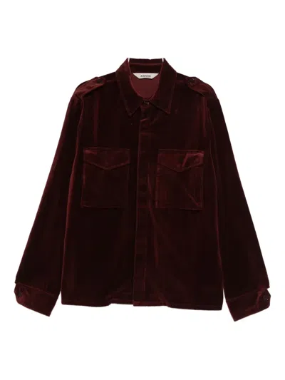 Aspesi Chest-pockets Velvet Jacket In Burgundy
