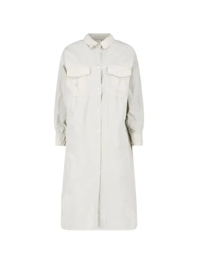 Aspesi Coat Collared Neck Chest And Side Pockets In White