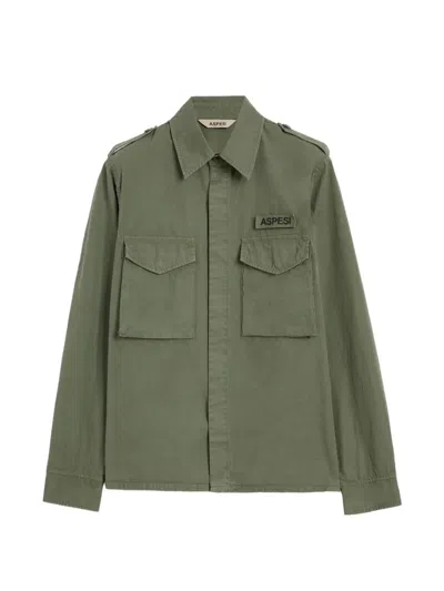 Aspesi Chest-pocket Shirt In Green