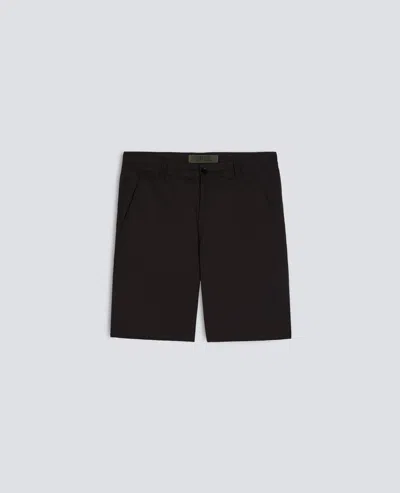 Aspesi Chino Bermuda Shorts In Cotton And Linen Gabardine In Black