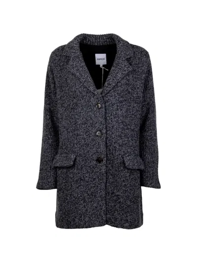 Aspesi Chunky-knit Single-breasted Coat In Multi
