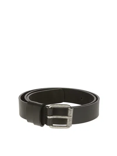 Aspesi Leather Belt In Black