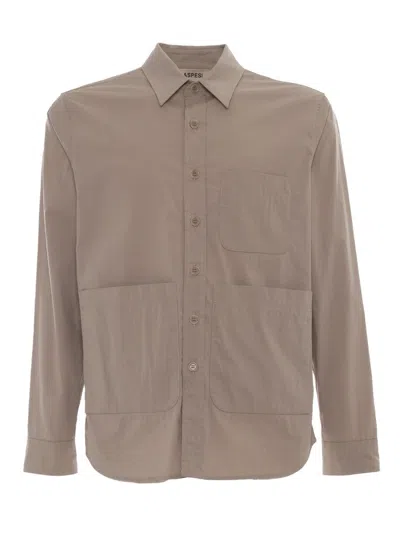 Aspesi Classic Collar Button-down Shirt With Front Pockets In Brown