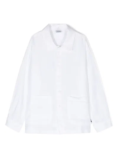 Aspesi Kids' Classic-collar Linen Shirt In White