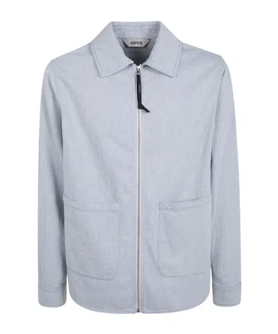 Aspesi Classic Collar Zip-up Casual Jacket In Gray