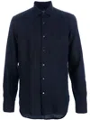 Aspesi Minimalist Black Cotton Shirt With Classic Collar In 蓝色