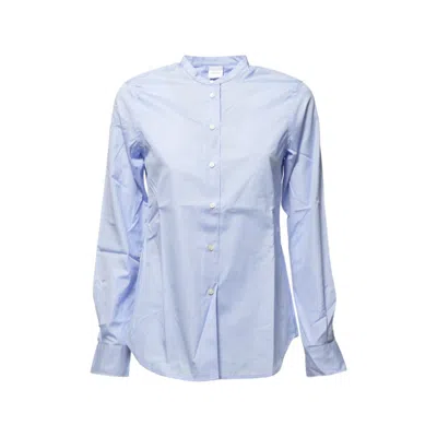 Aspesi Classic Slim-fit Mandarin Collar Cotton Poplin Shirt In Blue