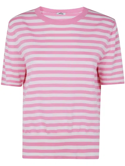 Aspesi Classic Tee Shirt In Pink Stripes