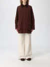Aspesi Corduroy Collar Long Sleeve Coat In Brown