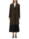 Aspesi Longline Coat With Notched Lapels And Pockets In Brown