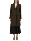 Aspesi Longline Coat With Notched Lapels And Pockets In Brown