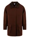 Aspesi Corduroy Collar Long Sleeve Coat In Brown