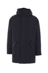 Aspesi Long-sleeved Hooded Coat In Black