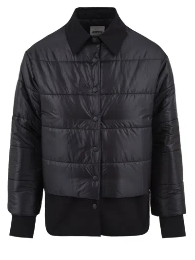 Aspesi Coats Blue In Black