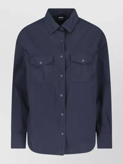 Aspesi Collared Jacket Flap Pockets Long Sleeves In Blue
