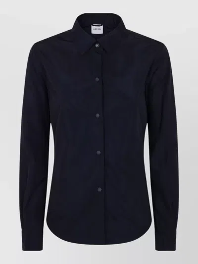 Aspesi Collared Neck Nylon Silk Long Sleeve Shirt In Black