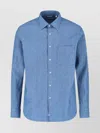 Aspesi Collared Shirt With Pocket And Button Cuffs In Blue