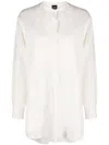 Aspesi Collarless Linen Shirt In Neutrals