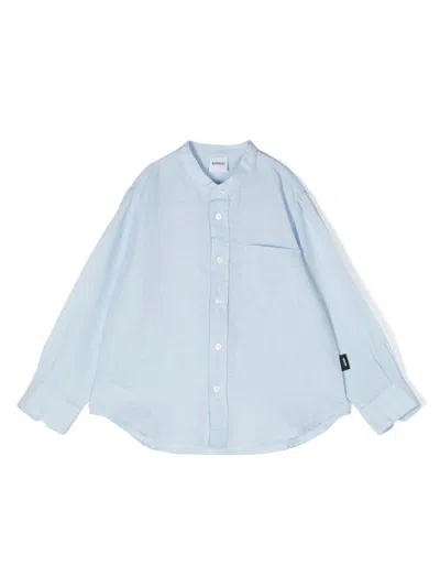 Aspesi Kids' Collarless Patch Pocketvshirt In Blue