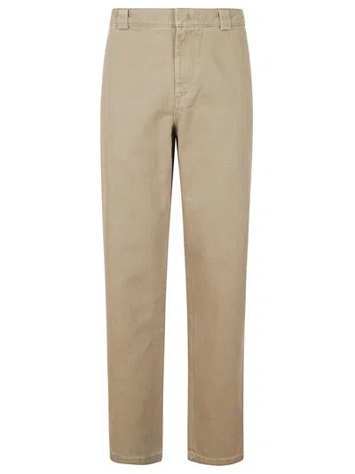 Aspesi Colonial Beige Distressed Cotton Trousers With Functional Pockets In Brown