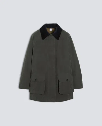 Aspesi Compact Cotton Canvas Pea Coat - Grey In Green