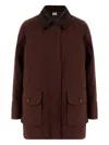 Aspesi Corduroy Collar Long Sleeve Coat In Brown