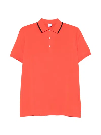 Aspesi Contrast-collar Knit Polo Shirt In Orange