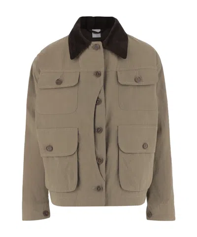Aspesi Contrasting-color Collared Jacket In Brown
