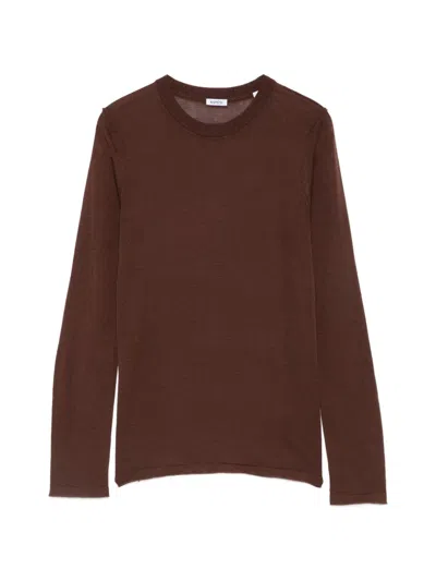 Aspesi Contrast-stitch Crew Neck Sweater In Brown
