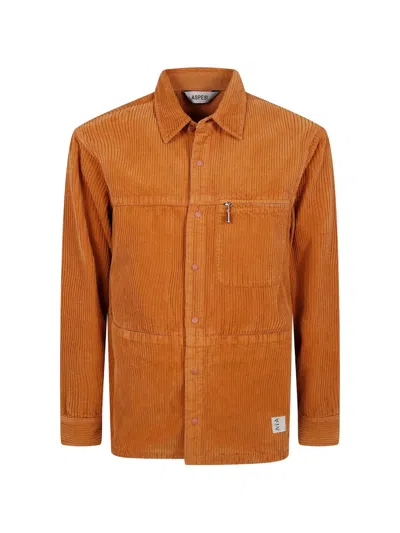 Aspesi Corduroy Chest-pocket Shirt In Orange
