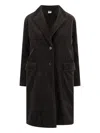 Aspesi Corduroy Flap Pockets Longline Notched Lapels In Brown