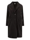 Aspesi Corduroy Flap Pockets Longline Notched Lapels In Brown