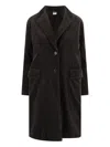 Aspesi Corduroy Flap Pockets Longline Notched Lapels In Brown