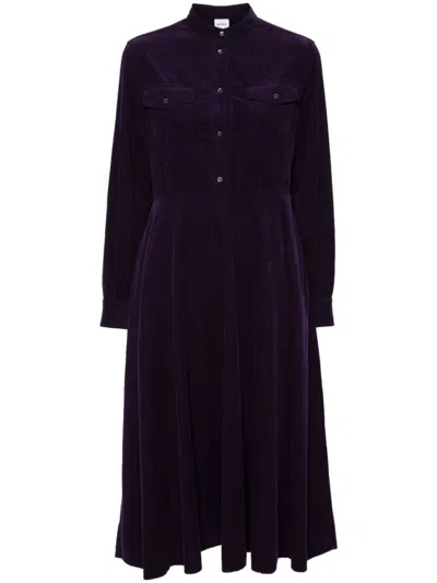 Aspesi Corduroy Cotton Dress In Purple