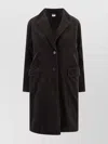 Aspesi Corduroy Flap Pockets Longline Notched Lapels In Brown