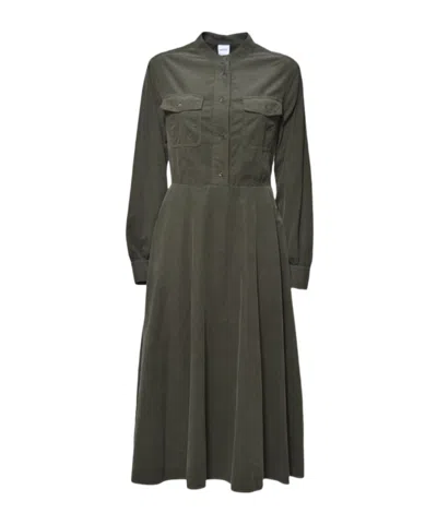 Aspesi Corduroy Midi Dress In Green