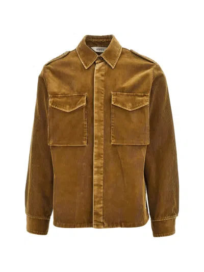 Aspesi Corduroy Pocket-detail Shirt In Brown