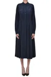 Aspesi Corduroy Shirt Dress In Blue