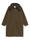 Aspesi Corduroy-trim Hooded Coat In Green