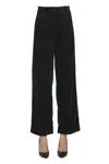 Aspesi Moleskin Wide Leg Trousers In Black