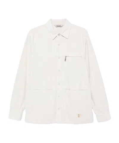 Aspesi Corduroy Zip-pocket Shirt In White