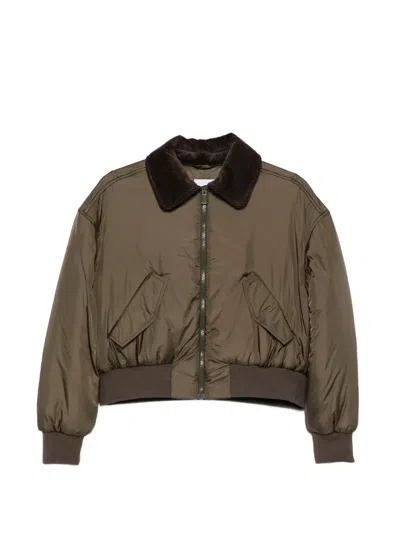 Aspesi Corduroy-collar Bomber Jacket In Brown