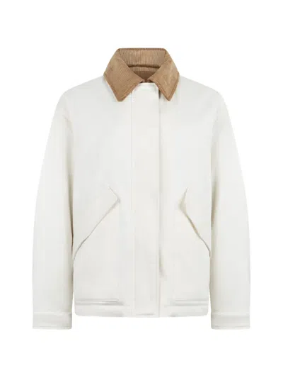 Aspesi Corduroy-collar Flap-pocket Jacket In White