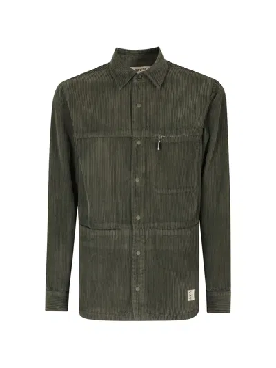 Aspesi Corduroy-texture Shirt In Green