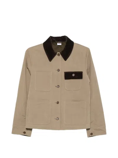 Aspesi Corduroy-trim Patch-pocket Jacket In Neutral