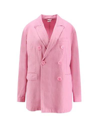 Aspesi Cotton And Linen Blend Blazer In Pink