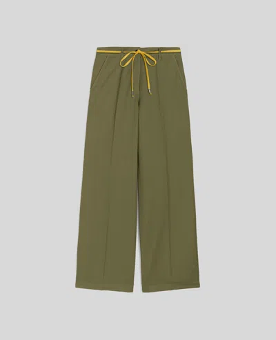 Aspesi Cotton And Linen High-waisted Trousers