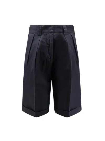 Aspesi Cotton And Linen Shorts In Black