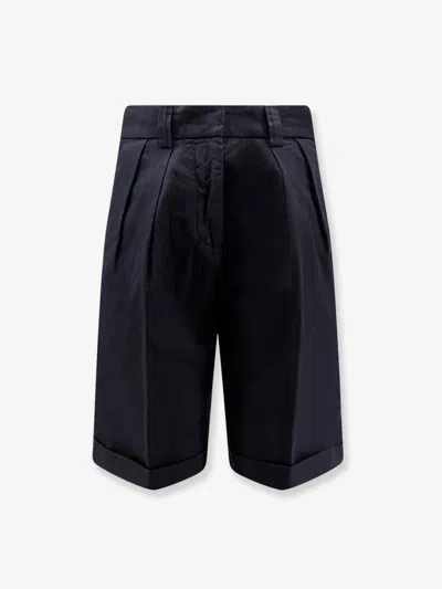 Aspesi Cotton And Linen Shorts In Blue